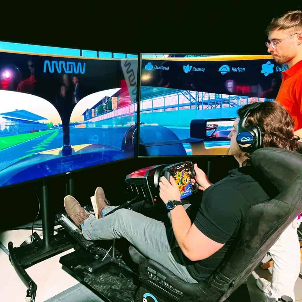 RoarFun Formula simulator with professional on site support for a brand activation for Arrow.