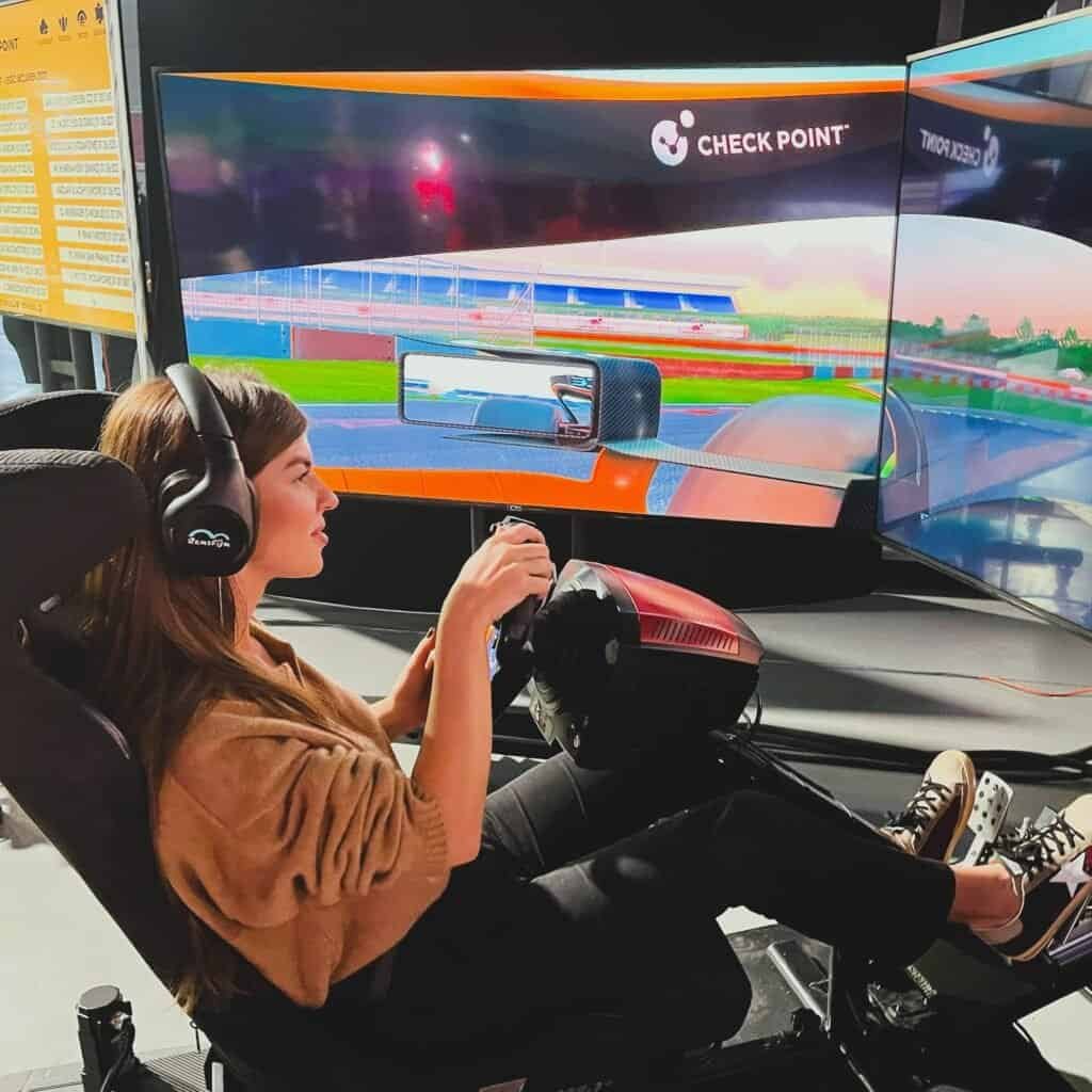 RoarFun™ brand activation for check point with a Formula F1 simulator rental in Italy Rome.