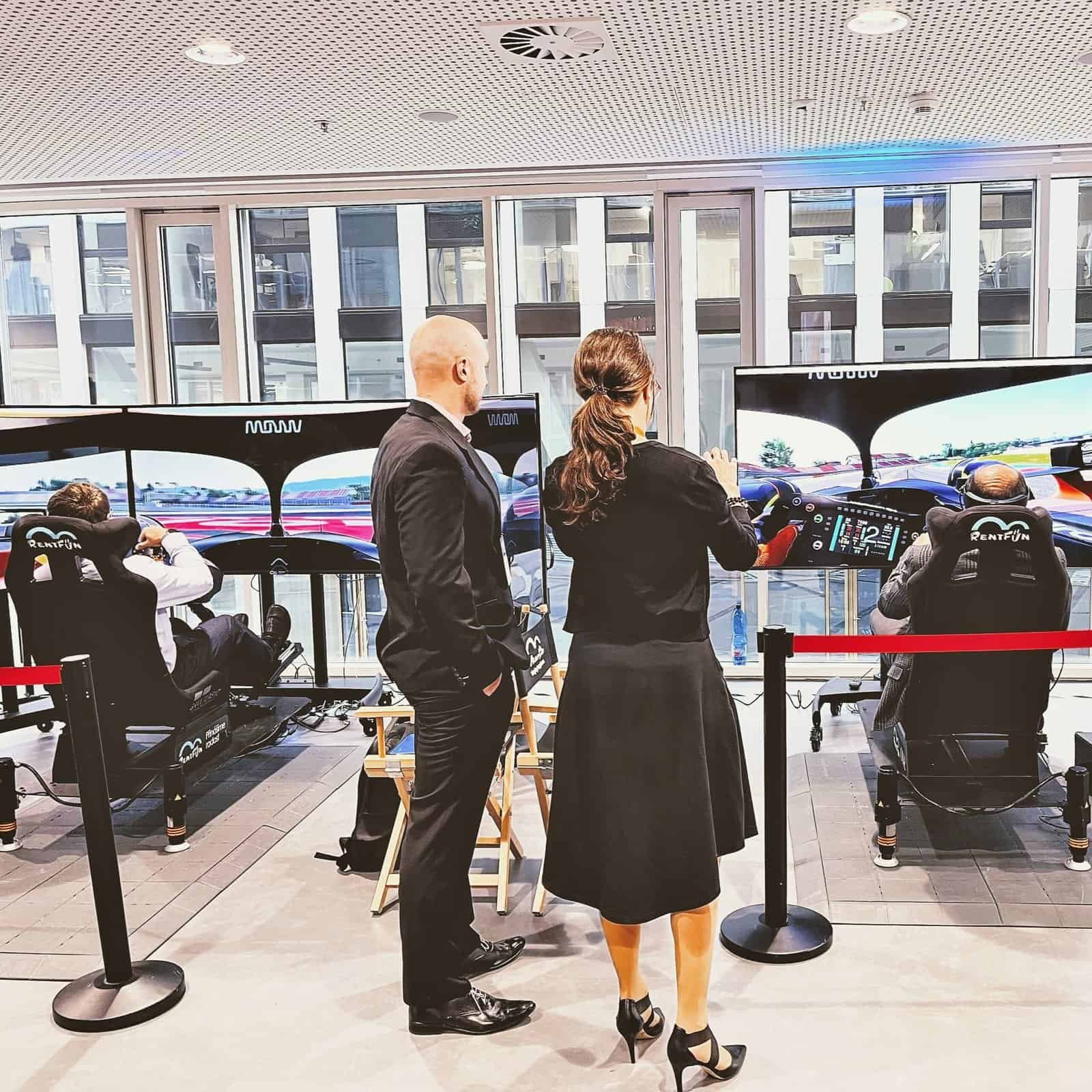 RoarFun Clients Arrow Formula 1 sponsor McLaren team immersive simulators head to head at Arrow Forum