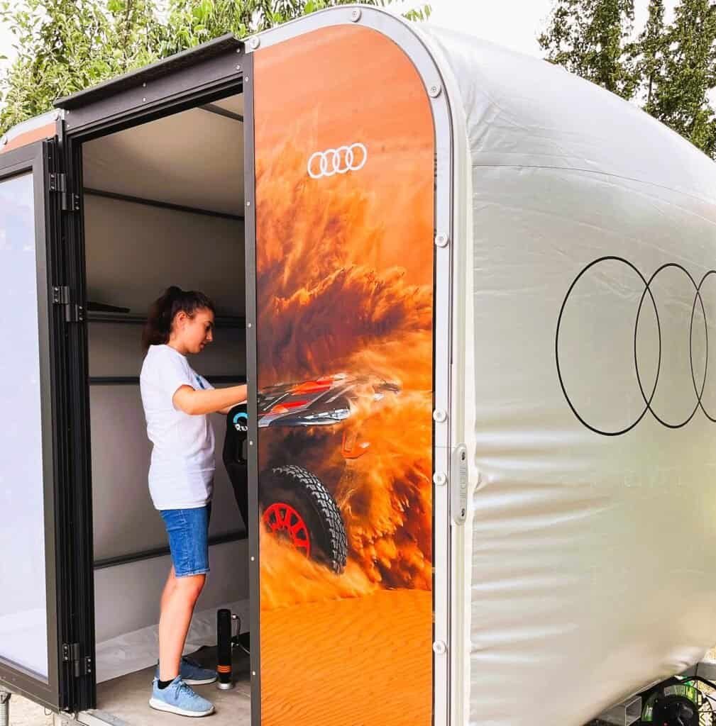 RoarFun clients. Audi dakar off-road motion VR simulator on music festival event