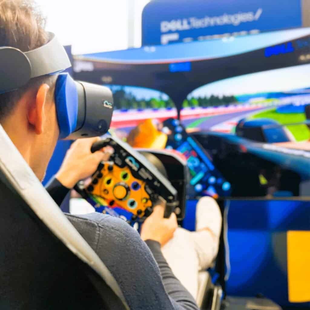RoarFun Clients Dell Technologies conference with Michael Dell Formula 1 team immersive F1 simulator at Dell Technologies conferences