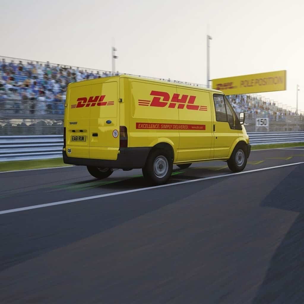 You can add your slogan or picture to any commercial car, Van or vehicle with RoarFun emotional branding including Ford DHL van.