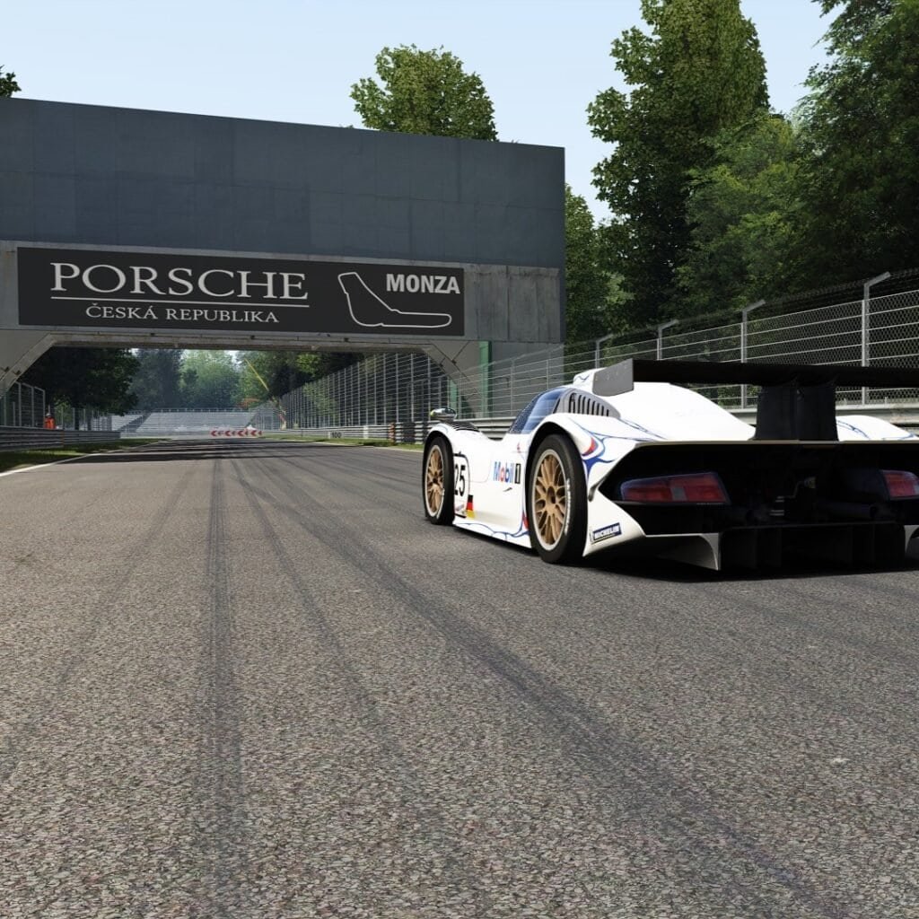 You can add your logo to any racing simulator in the world, including Porsche, Ferrari etc. Branding under the bridge in Mozna.