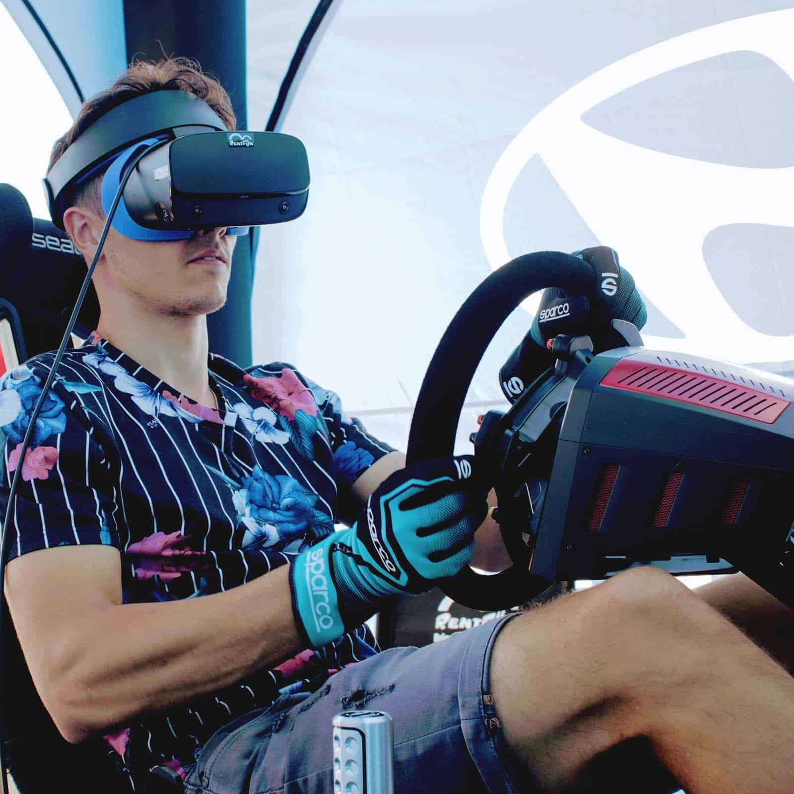 RoarFun Clients Hyundai immersive motion WRC rally simulator entertainment on Hyundai Road Show customer days