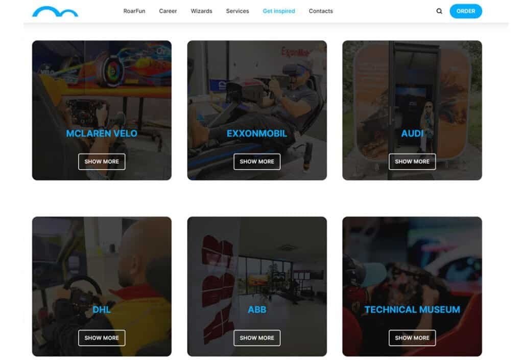 RoarFun Designs Clients page.