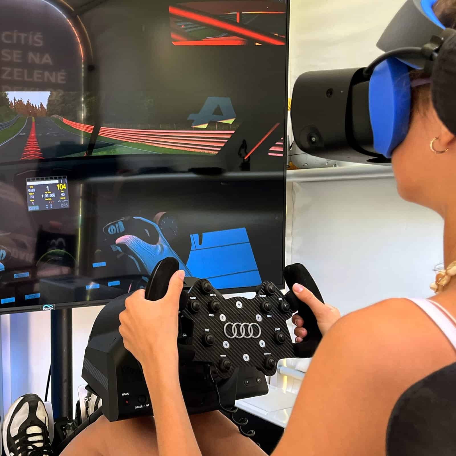 Audi simulator virtual reality with our race sims rental.