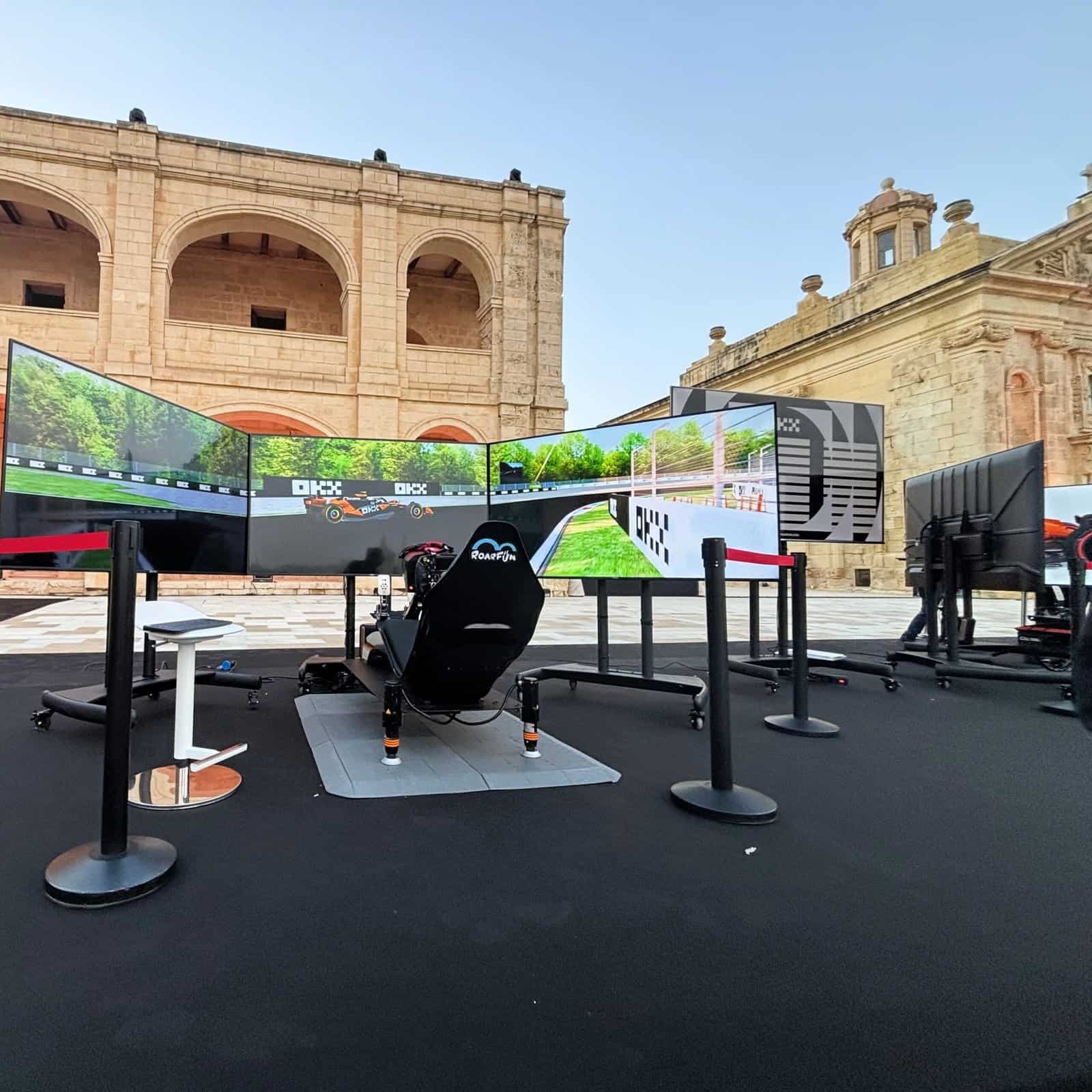 Bespoke Formula motion simulator rental in Malta for the UK client.