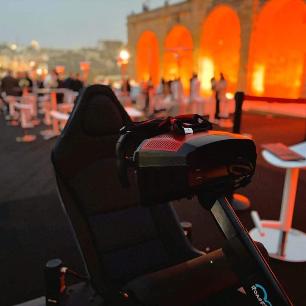 F1 licensed seat with out Formula motion racing simulator rental in Malta.