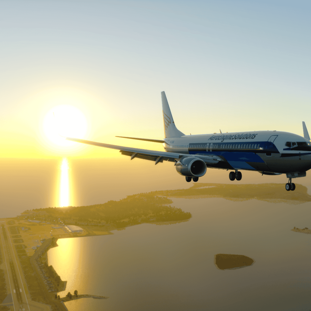 Virtual branding for a flight simulator with branding in Atlanta, Georgia, USA.