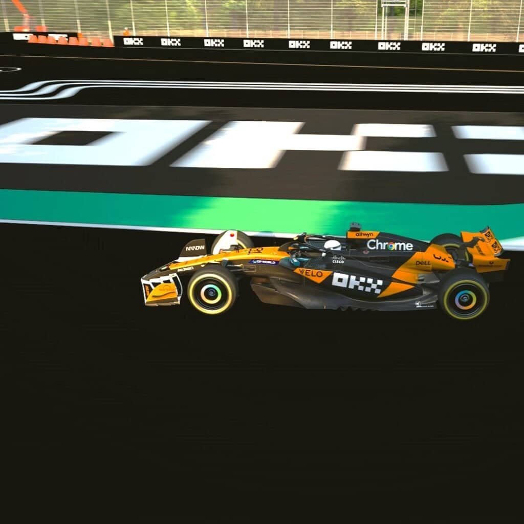 OKX virtual branding in virtual racing track with our racing simulator in Monza Italy.