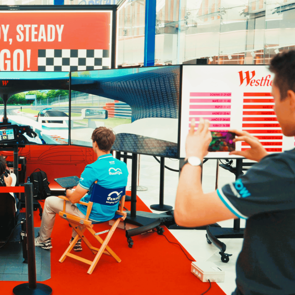 Westfield shopping mall formula simulator brand activation.