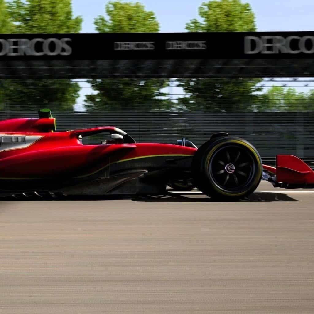 Dercos virtual branding on a formula simulator by RoarFun InDesign.